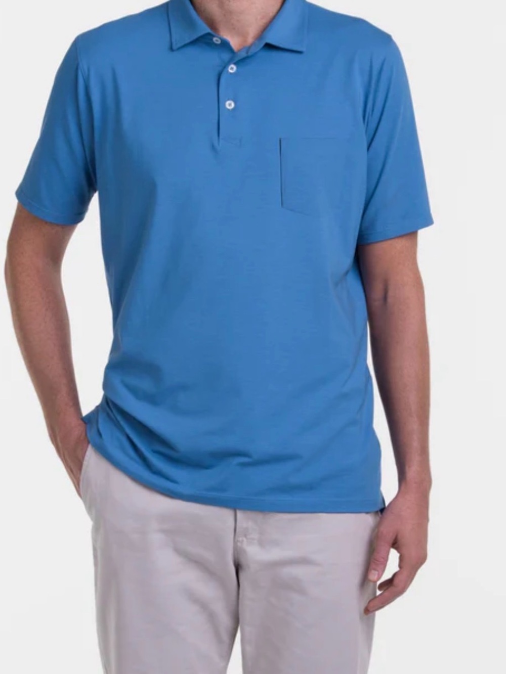 B Draddy Liam Polo Golf Shirt Short Sleeve Pima Cotton Coltrane Blue Large NEW